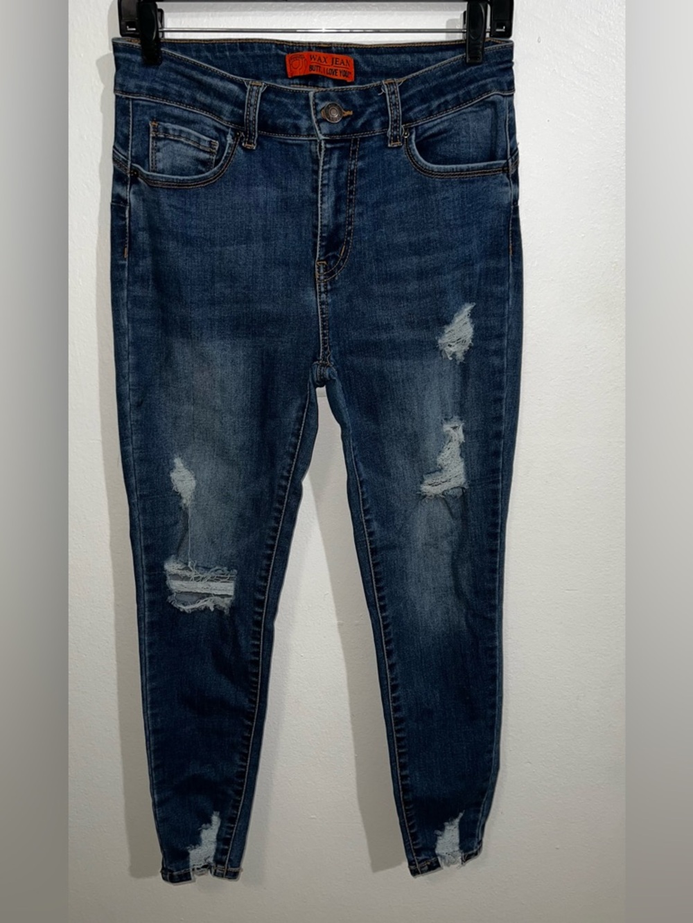 Wax Jean Dark Blue Distressed Women's Jeans